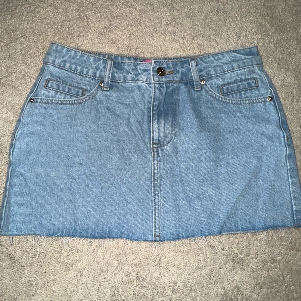 Edikted Light Blue Denim Mini Skirt